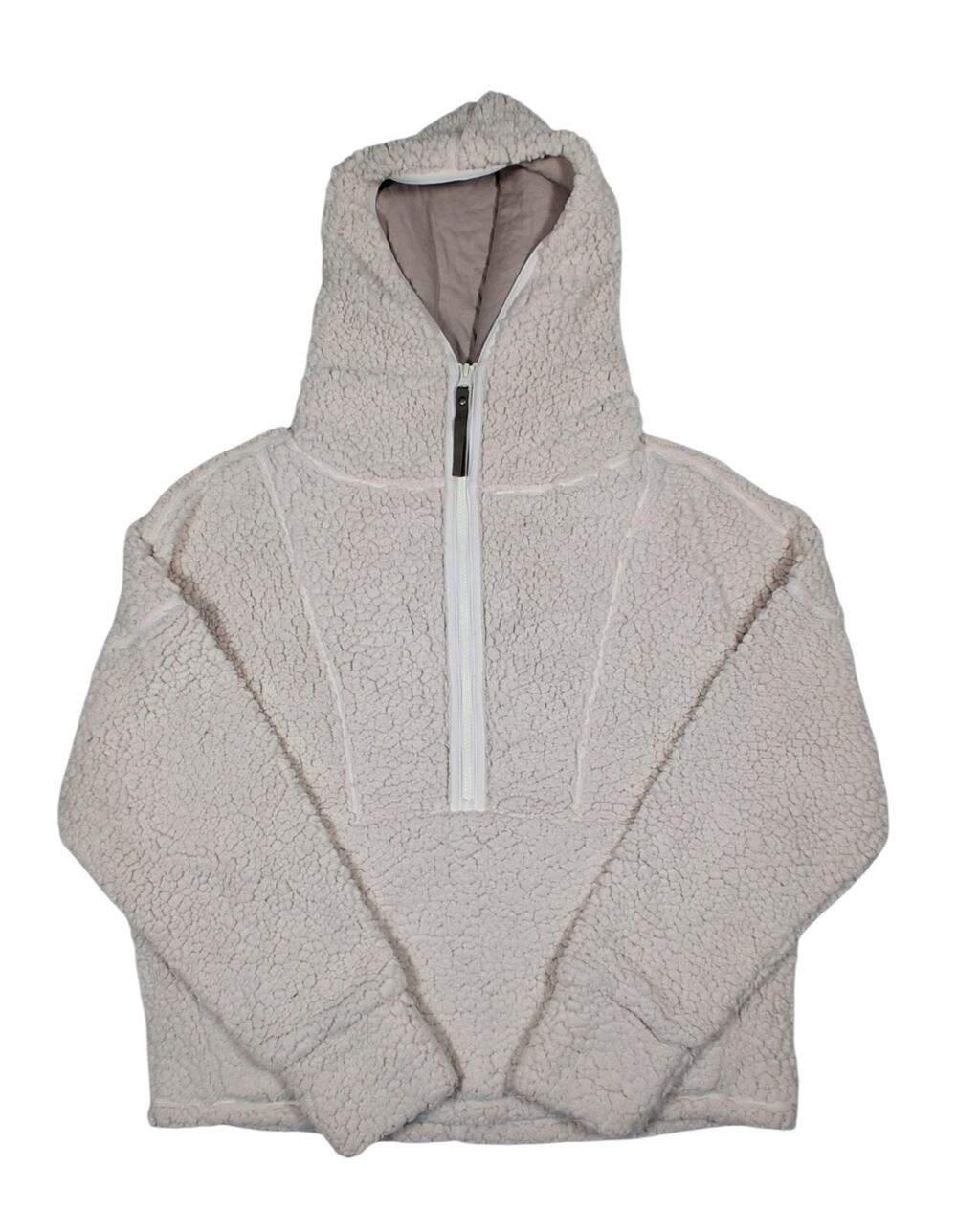 prAna Polar Escape Hoodie Women’s L Sherpa Fleece Half Zip Oatmeal Teddy Soft!!